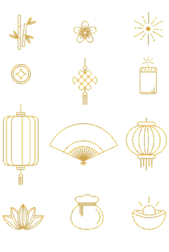 中国风烫金组合元素素材