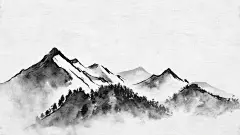 常规内容-风光系列国风水墨山水贴纸