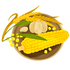 腊八节手绘插画-腊八粥玉米