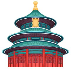 手绘-中国风文化建筑创意贴纸10