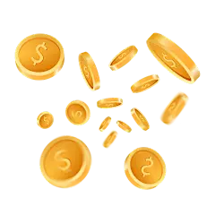 2.5D散落漂浮卡通金币钱币元素