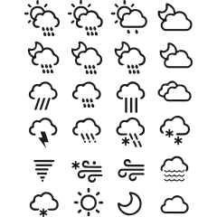 常规内容-图标系列扁平风黑色气象图标元素组合