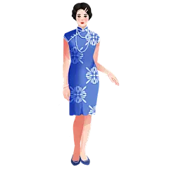 手绘-旗袍女人民国人物插画贴纸9