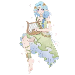 手绘绿色裙子精灵元素