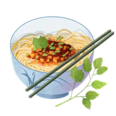 手绘-四川小吃贴纸-担担面