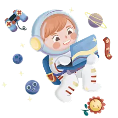 太空宇航员电脑工作元素