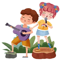 手绘-儿童音乐场景人物插画贴纸2