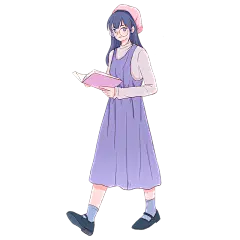 手绘人物插画贴纸-女孩