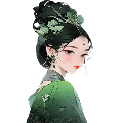 人物系列-通用-插画东方美学少女半身贴纸