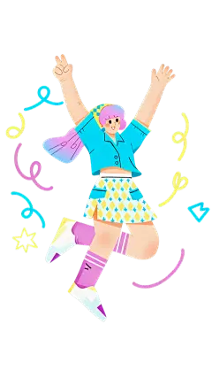 人物系列插画风跳跃女生元素