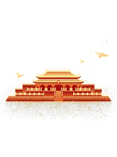 国庆节弥散渐变光感鸽子建筑组合元素