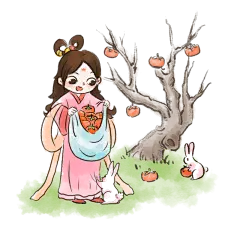 中秋节水墨风贴纸-嫦娥