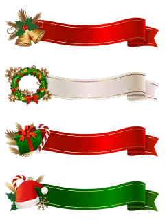 圣诞节插画铃铛花环礼物飘带装饰元素