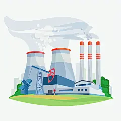 常规系列-建筑系列卡通风工业生产插画