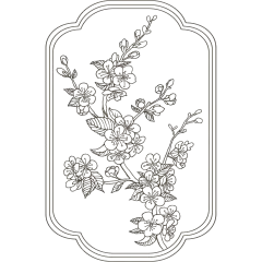 植物系列手绘线稿花+框元素