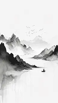 中国风通用墨色古风山水背景场景图片素材