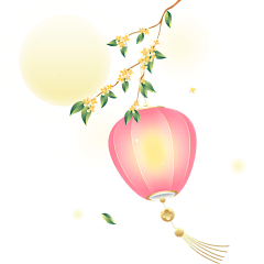 中秋节唯美感桂花灯笼元素