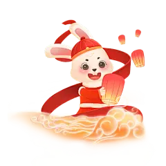 卡通感春节绸缎元素贴纸