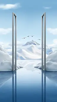 小雪节气冬季冬天通用实景雪山冰川雪地天空风景展台场景背景