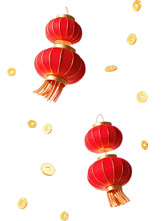 常规中式3D灯笼钱币漂浮贴纸