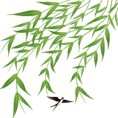 植物系列中式风柳条燕子小鸟组合