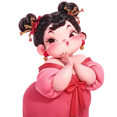 妇女节卡通感3D石矶娘娘插画人物元素