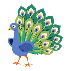 常规内容-图标系列插画风动物孔雀图标元素