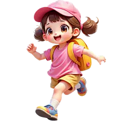 开学季卡通感软3D人物书包元素