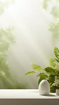 通用电商简约风绿植植物展台静态场景背景