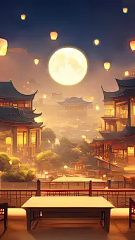 中秋节古风建筑展台背景