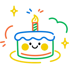 生日祝福蛋糕可爱彩色粗线条涂鸦装饰贴纸