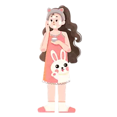 手绘-护肤美妆少女人物插画贴纸4