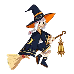 手绘-万圣节氛围元素贴纸-巫女