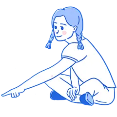 手绘-蓝色线条人物场景插画贴纸女4