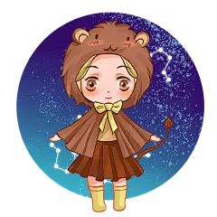 手绘-十二星座人物贴纸-狮子座