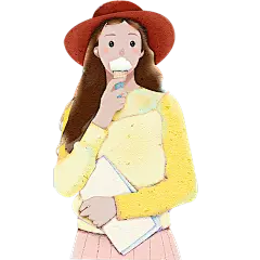 人物形象类插画-吃冰淇凌女孩