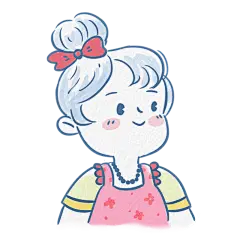 手绘-水彩简笔画少女人物插画2