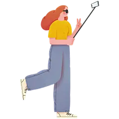 手绘-手机相关人物插画贴纸7