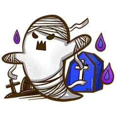 万圣节手绘插画-幽灵