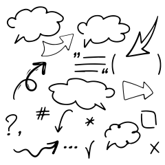 常规内容-图标系列手绘风黑色箭头对话框随手画元素组合