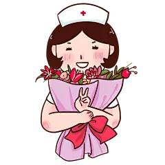 护士元素人物插画-送鲜花