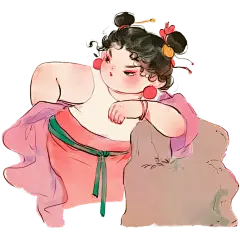 妇女节国风古装石矶娘娘石头插画人物元素