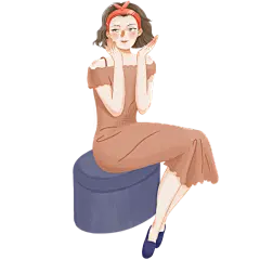 手绘-护肤女人美妆人物插画贴纸2
