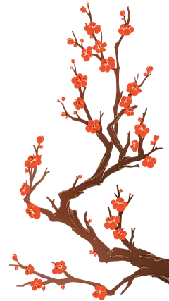 植物系列卡通简约风红梅元素