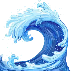 通用钴蓝描边卡通海浪元素素材