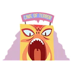 游乐场器材扁平风建筑贴纸-鬼屋