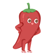 手绘-拟人美食元素贴纸-辣椒