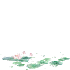 夏日通用元素绿色中国风水彩荷花荷叶池塘