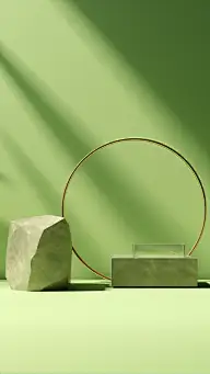 背景通用绿色简约光影感展台背景场景图片素材