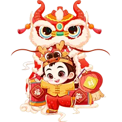 春节通用红色中国风国潮动漫风卡通感插画龙